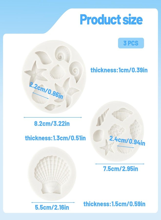 Buildcon 3 Pcs Candle Mould, Marine Theme Molds for Crafts, Candle Making Material, Seashell Cake Decorations, Chocolate and Soap Crafting, Reusable - Image 2